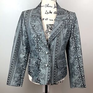 Vintage Robert Louis Monochromatic Paisley Silk Blazer